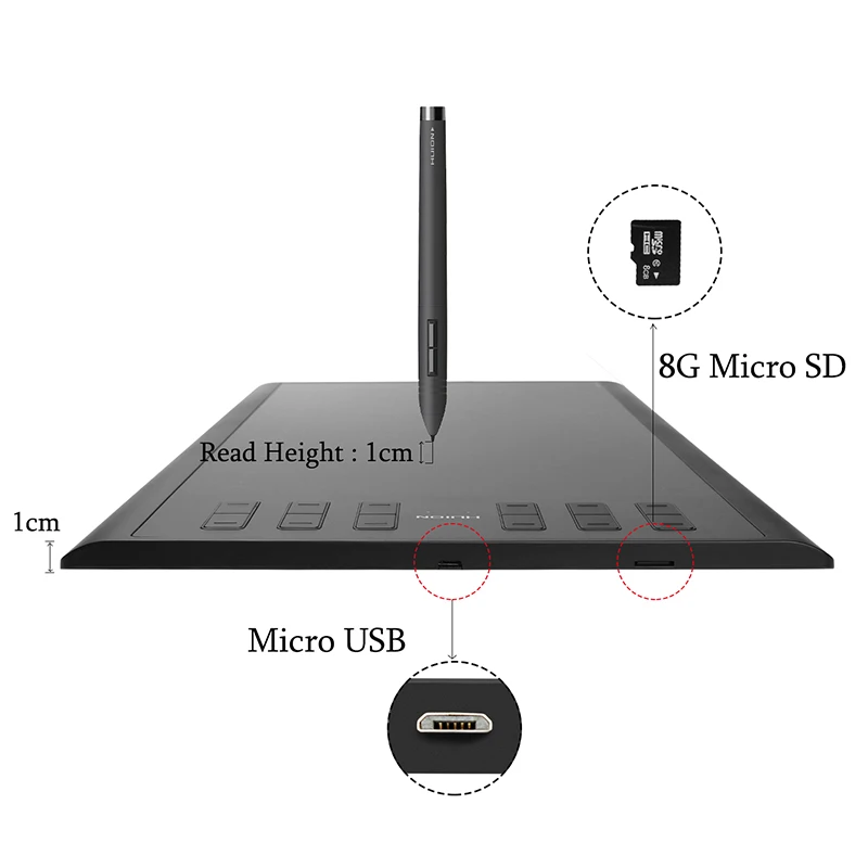 Цифровой графический планшет Huion 1060 Plus с уровнем 8192 5080 LPI перчаткой 8 Гб памяти в