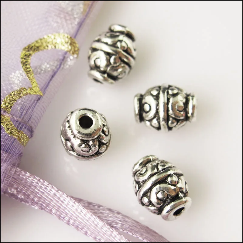 Новый 25 шт. Тибетский серебристый цвет Овальный ствола трубы Spacer Бусины