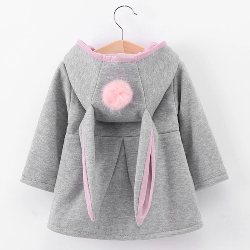 Girls Coat 2020 Spring Winter Hot sale Baby Long Sleeve Jacket Rabbit Ear Hoodie Casual Outerwear for | Детская одежда и обувь