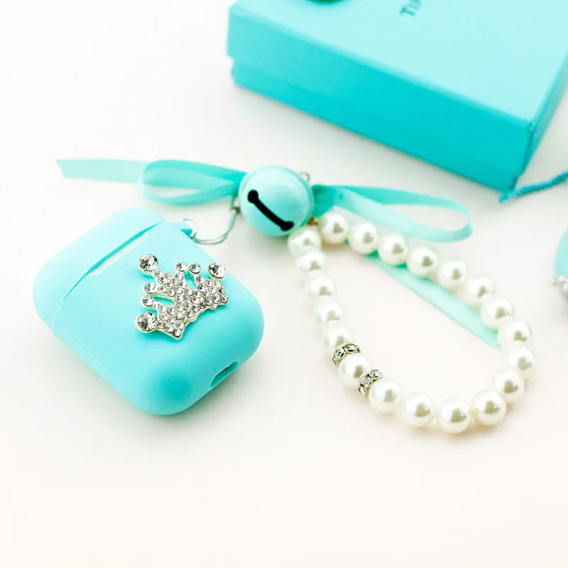 Airpods чехол противоударный Для Apple Bluetooth наушники зарядка Tiffan blue 5 ультра тонкий мягкий ремешок защитный чехол