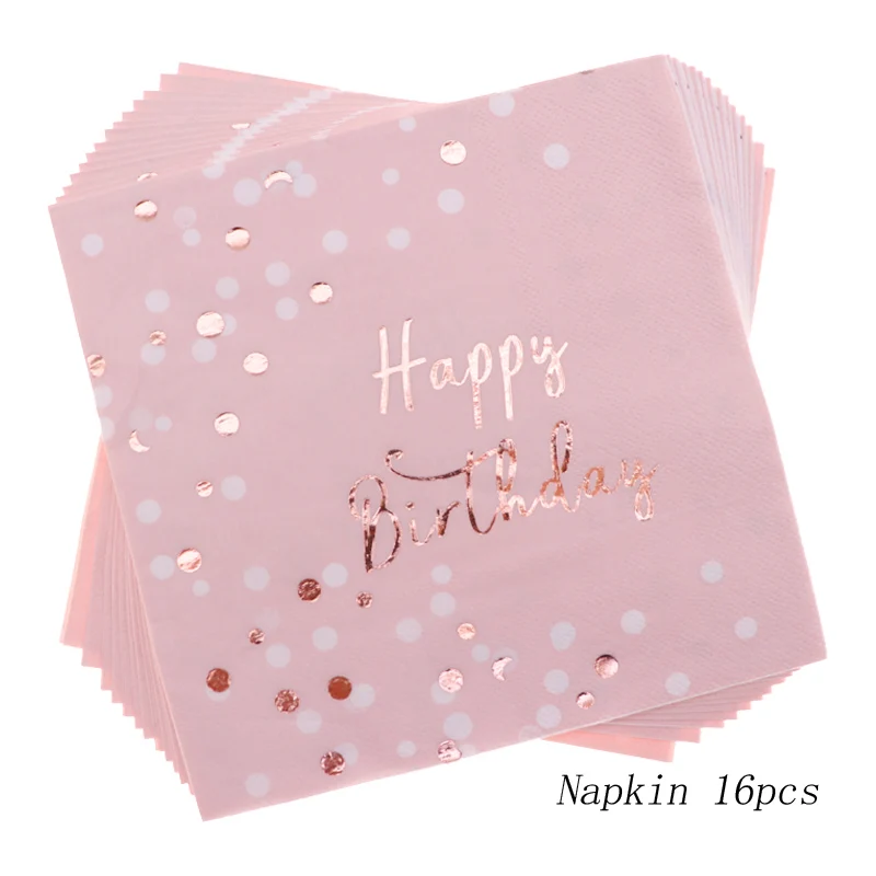 Napkin 16pcs 16pcs / pink gold gilding paper napkin wedding birthday party supplies home decorations tableware paper towel favor - Цвет: Napkin 16pcs