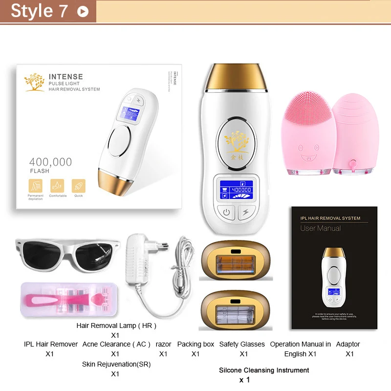 Style 7 IPL лазерный эпилятор лазерная Перманентная эпиляция Фотоэпилятор сенсорный ЖК-дисплей depilador лазерный Триммер бикини - Цвет: Style 7