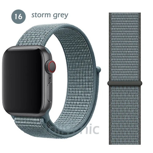Дышащая повязка для apple Watch Series 4 3/2/1 полосы 38 мм 42 мм нейлоновая мягкая сменная Спортивная петля для iwatch 4 3 2 1 40 мм 44 мм - Цвет ремешка: storm grey