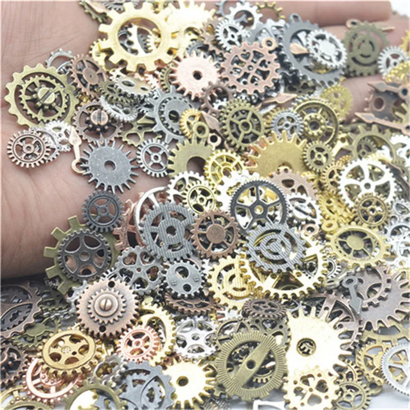 

8colors Mixed Steampunk Punk Style Zinc Alloy Gears Charm pendant fit for Bracelets Necklace Accessories DIY Jewelry Making