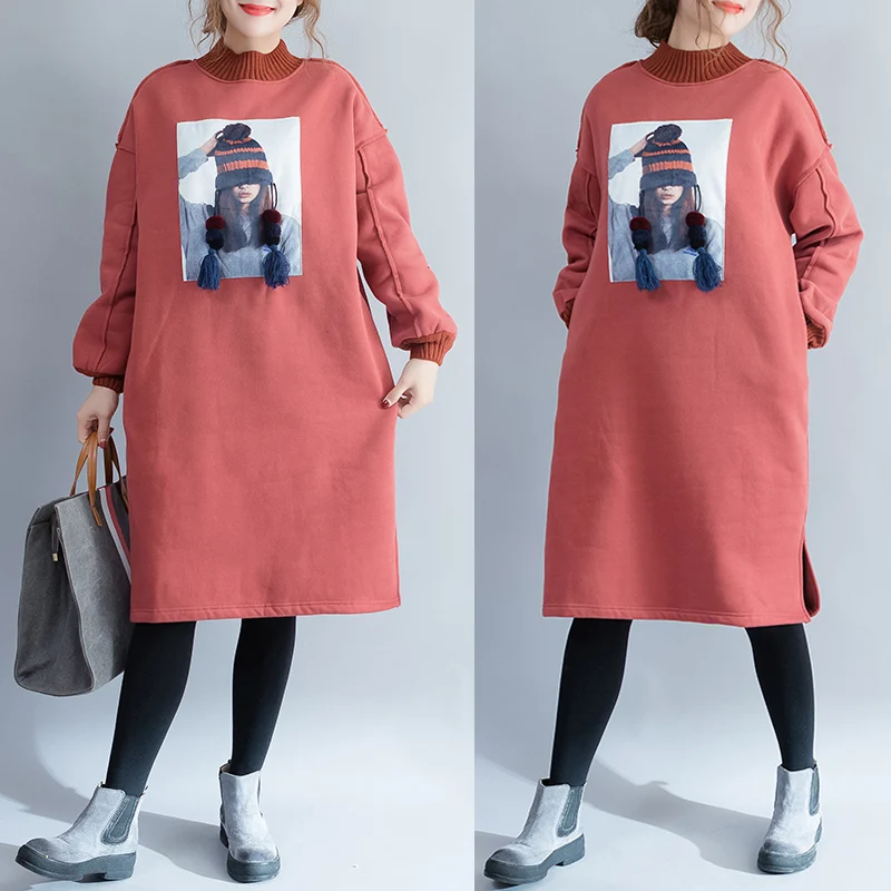 2018 весенние женские Модные водолазки с принтом топы длинными рукавами большие