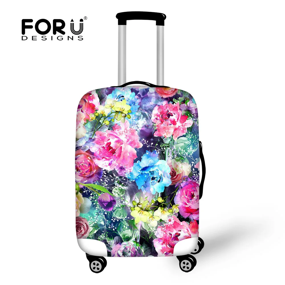 Защитный чехол для чемодана FORUDESIGNS с цветами на колесиках 18-30 дюймов эластичный