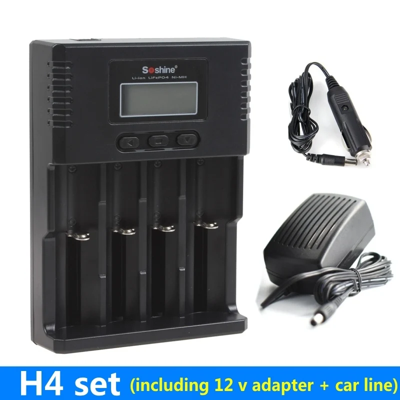 H4 full Soshine H2 H4 интеллектуальное литиевое ЖК-зарядное устройство для 18650 26650 16340 Li-ion/AA AAA Ni-MH/LiFePO4 9V батарея Haiyan - Цвет: H4 full
