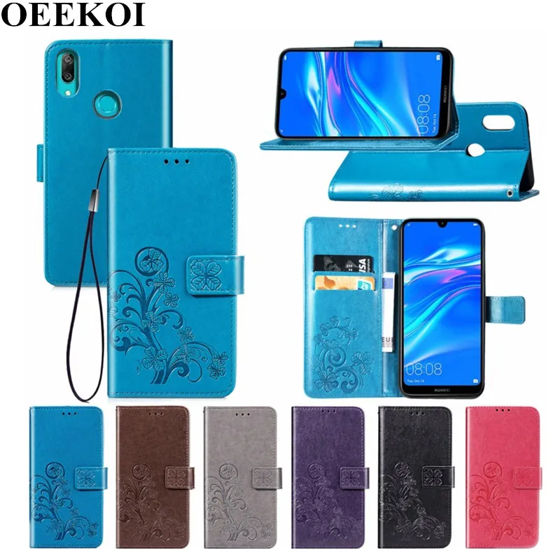 OEEKOI четырехлистный клевер PU кожаный бумажник флип чехол для huawei Nova 5/Y9 Prime 2019/P Smart