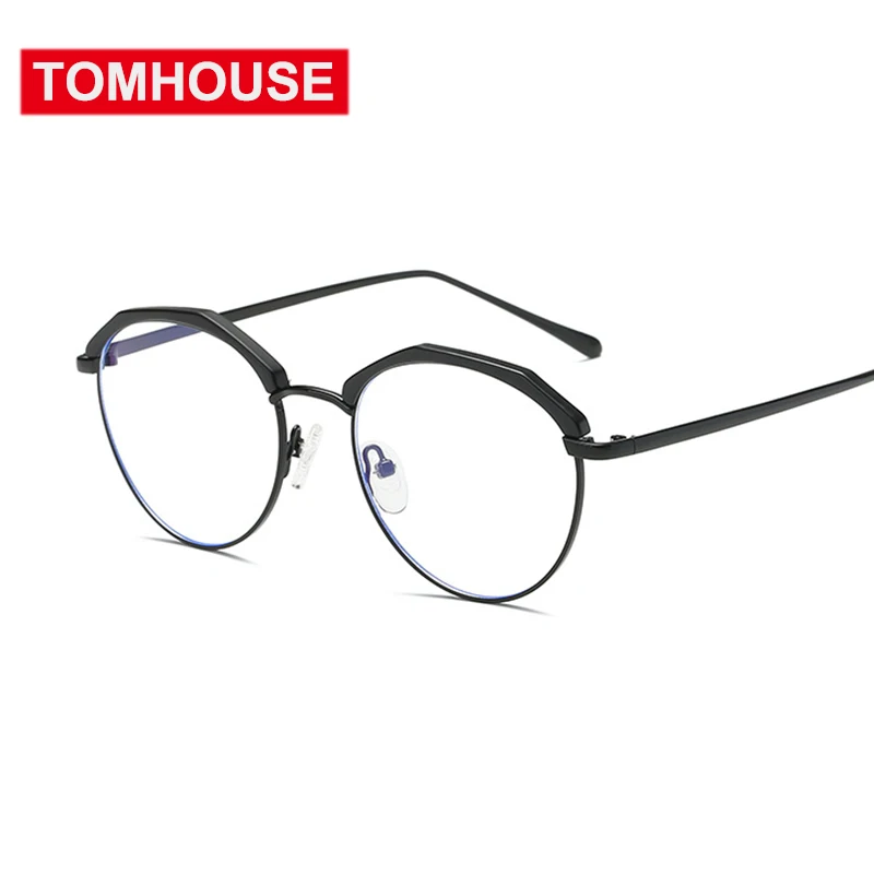 Компьютерные очки Женские Мужские Анти Синий Лучи Излучения Круглые Оправы из сплава Очистить Линзы Очки для мужчин и женщин.