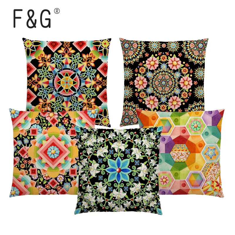 

Детские штаны с геометрическим принтом Цветочная подушка крышка Мандала Елизаветы пастельный Цветочный дом Декор офисное кресло задняя по...