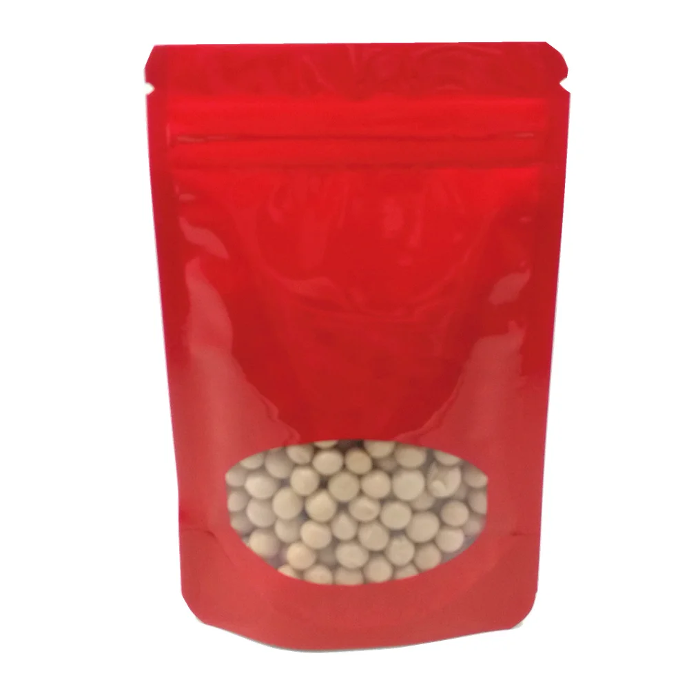 200 шт./лот стоьте вверх красная алюминиевая фольга застежка молния пакет мешок