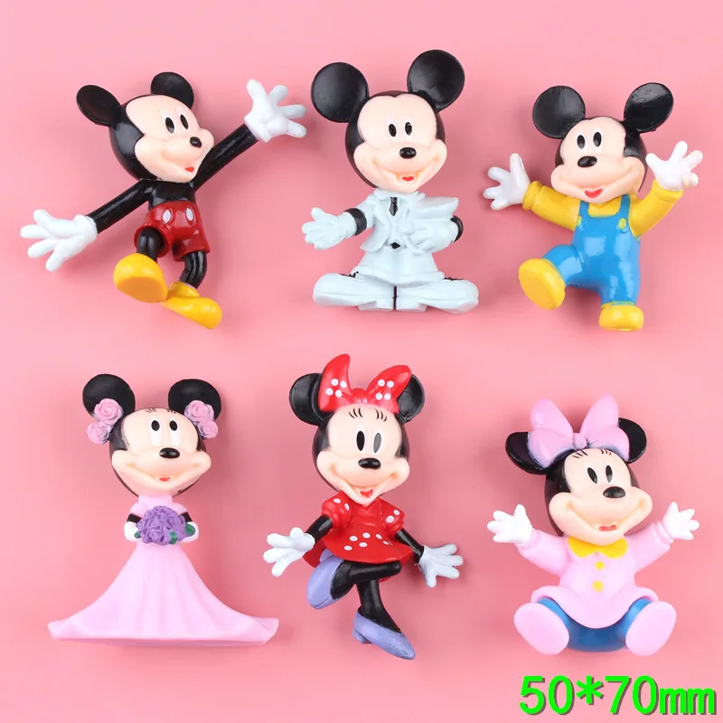 6 шт. Волшебные садовые фигурки миниатюрные Kawaii мультфильм мышь ПВХ смолы ремесла микро Пейзаж украшения самодельный брелок кулон - Цвет: 1