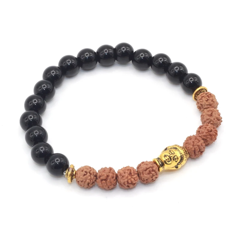 Будда медный амулет 8 мм бодхи мала йога черный оникс искусственный камень