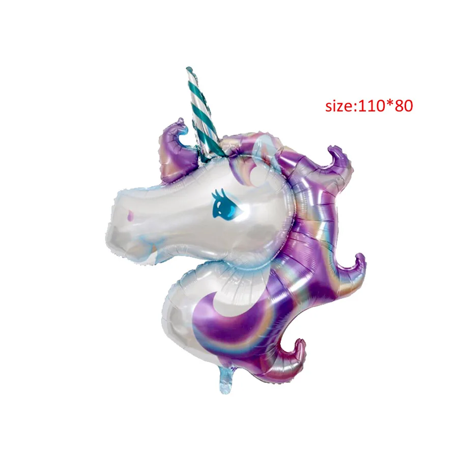 40 inch unicorn balony eid mubarak Foil Balloons Happy Birthday Unicorn Party Decoration Kids round Air party Supplies | Дом и сад