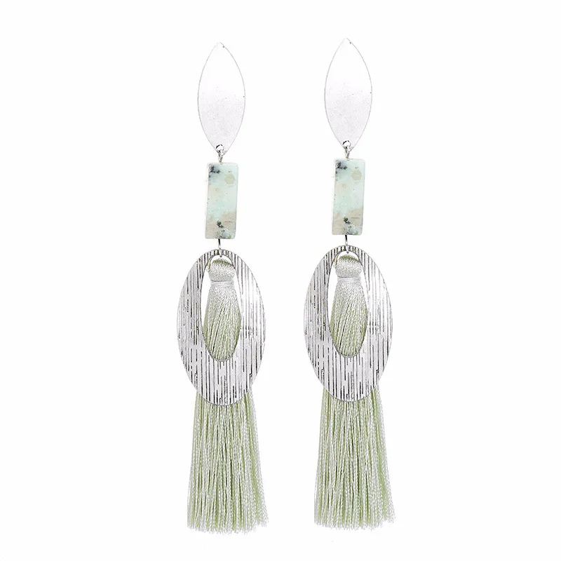 LGZH Богемия ручной работы серьги с кисточками для женщин Винтаж античное серебро