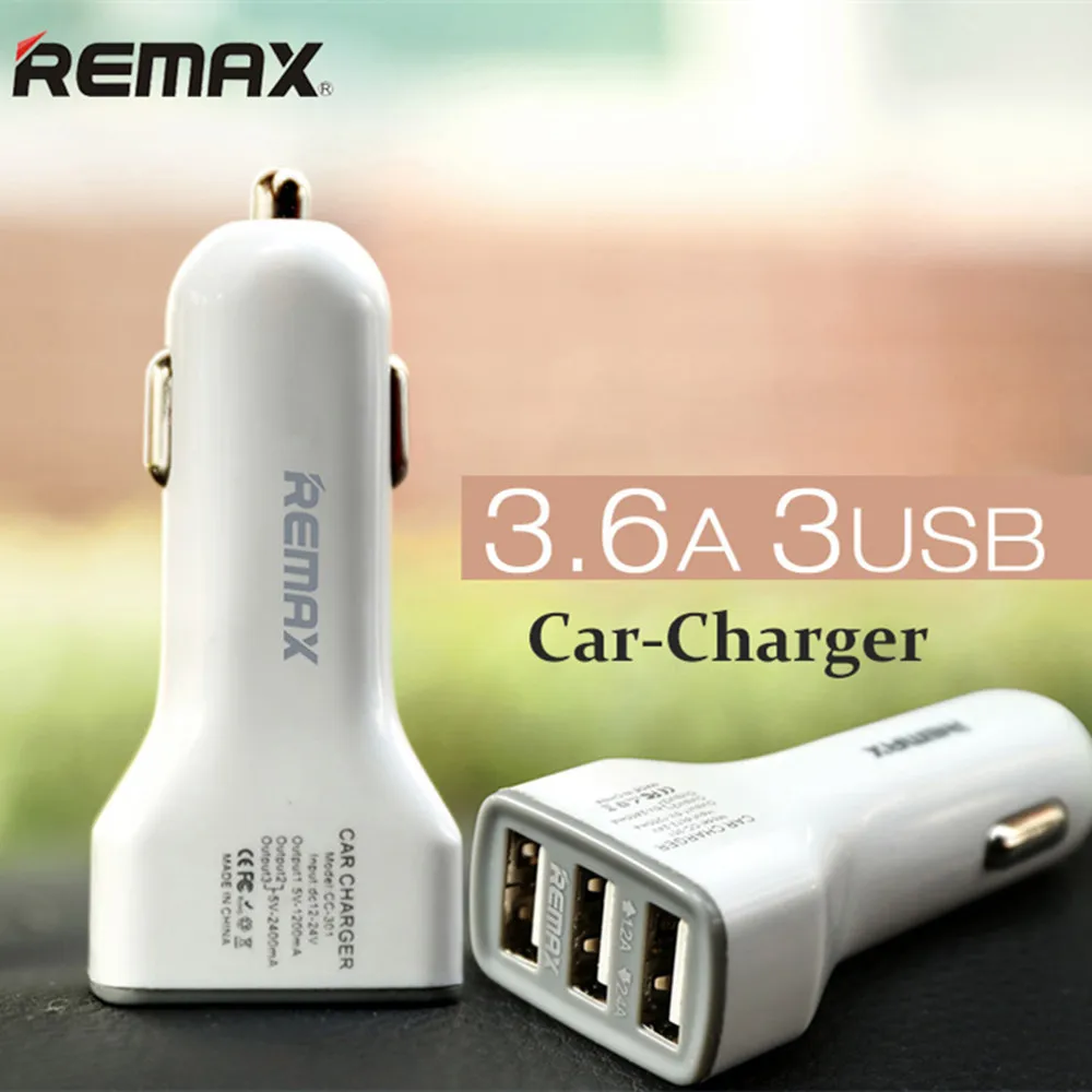 Remax 3.6A Автомобильное Зарядное Устройство Универсальный Мини 3 Порта USB 5 В 12 2.4A