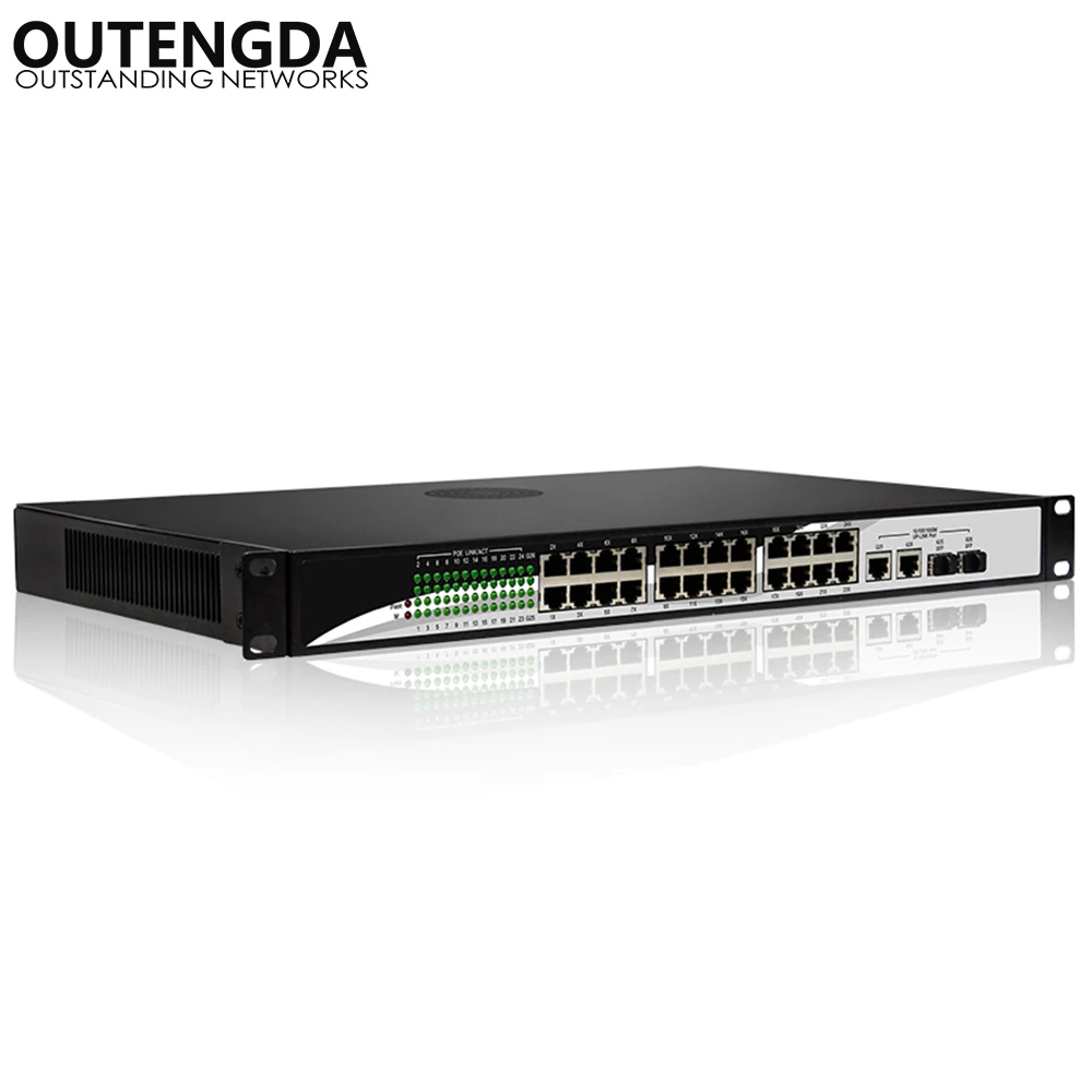Коммутатор POE Стандартный 24/10/100 Мбит/с 802.3AF/at 2*1000 UPlink и 2 гигабитных SFP для ip камеры