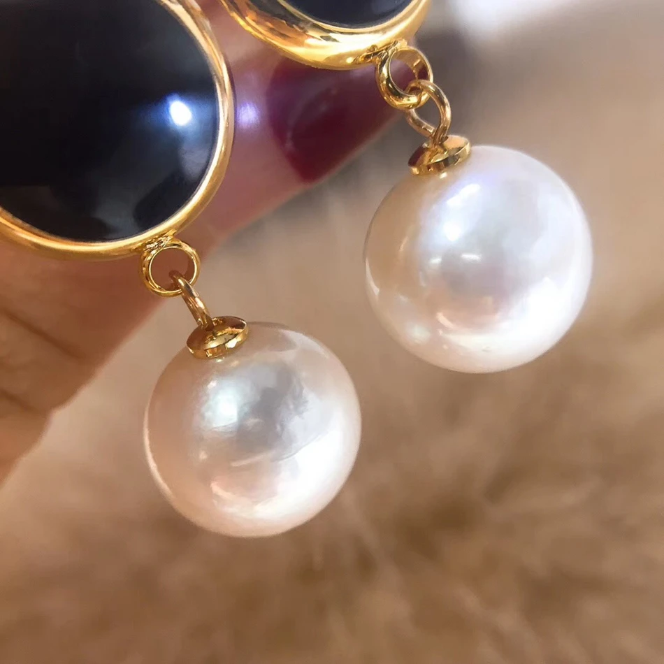Элегантные и модные серьги с натуральным Эдисоном из бисера 14k золотого цвета