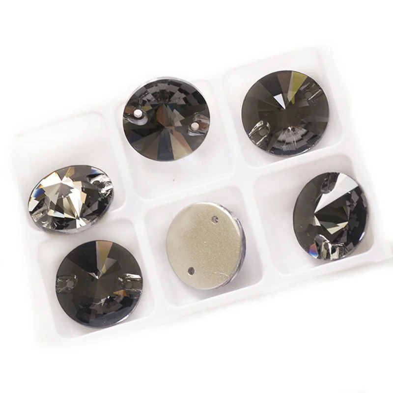 YANRUO 3200 Rivoli пришивные стразы, круглые бусины, камни, стразы, аппликации для свадебного платья, одежда, сделай сам, кристаллы для шитья - Цвет: Black Diamond