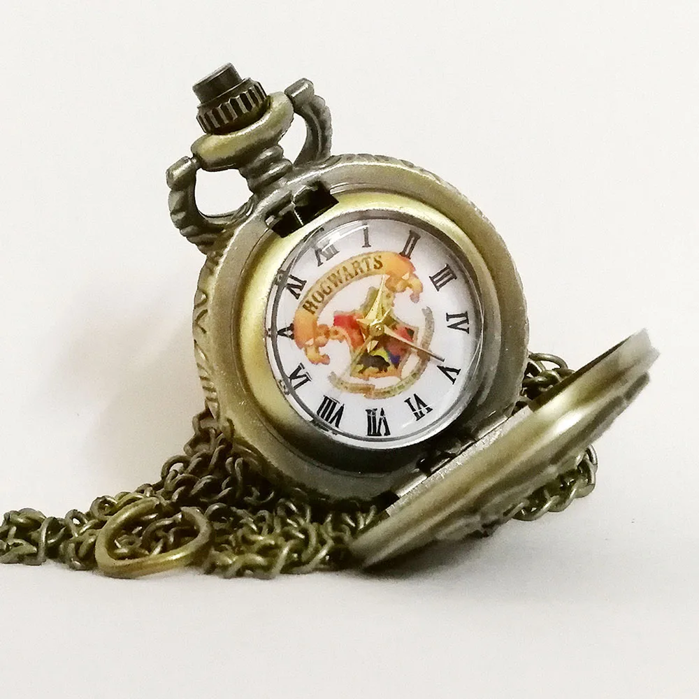 Small Color Dial Ретро Винтаж Гарри Поттер Хогвартс Школа H цветной циферблат кварцевые карманные часы Аналоговое Ожерелье Подвеска Женщины Мужчины подарок часы Reloj - Цвет: Small Color Dial