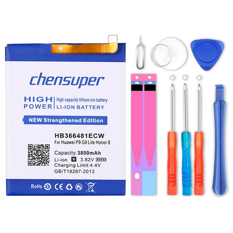 Оригинальные chensuper 3800 mAh HB366481ECW для huawei P9 Батарея EVA-AL00 EVA-AL10 EVA-TL00 G9 Lite Honor 8 для huawei 5c телефон