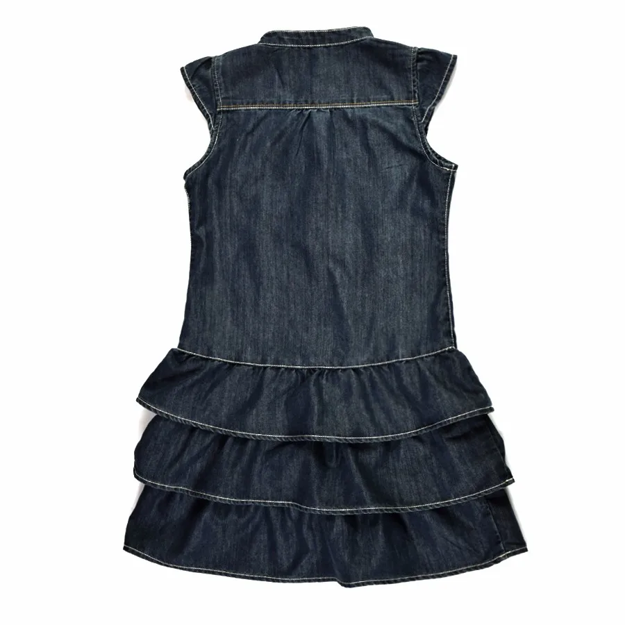 Baby Girls Princess Dresses Denim Sundress Jeans Layered Tutu Ruffled Sleeve Vintage Bebe Vestidos Menina Girl Clothing | Детская одежда