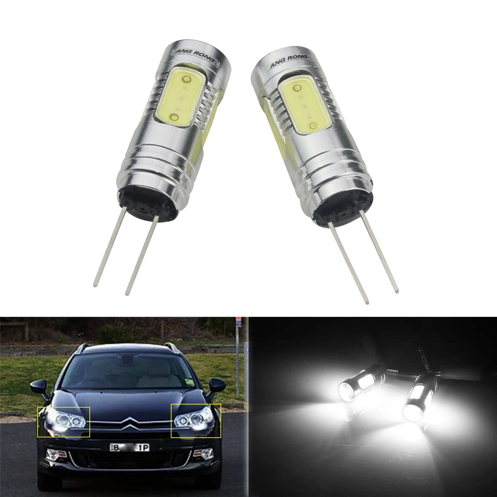 ANGRONG 2x Белый HP24W HPY24W G4 COB светодиодный светильник, индикатор, дневной ходовой светильник, лампы для peugeot 3008 5008 Citron