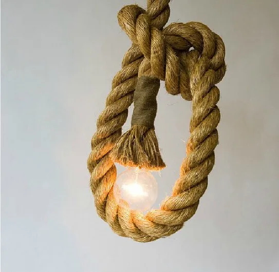 

2M Rope Wire Cord E27 Drop Light vintage pendant lights restaurant lamp bedroom dining room pendant lamps hemp rope lights