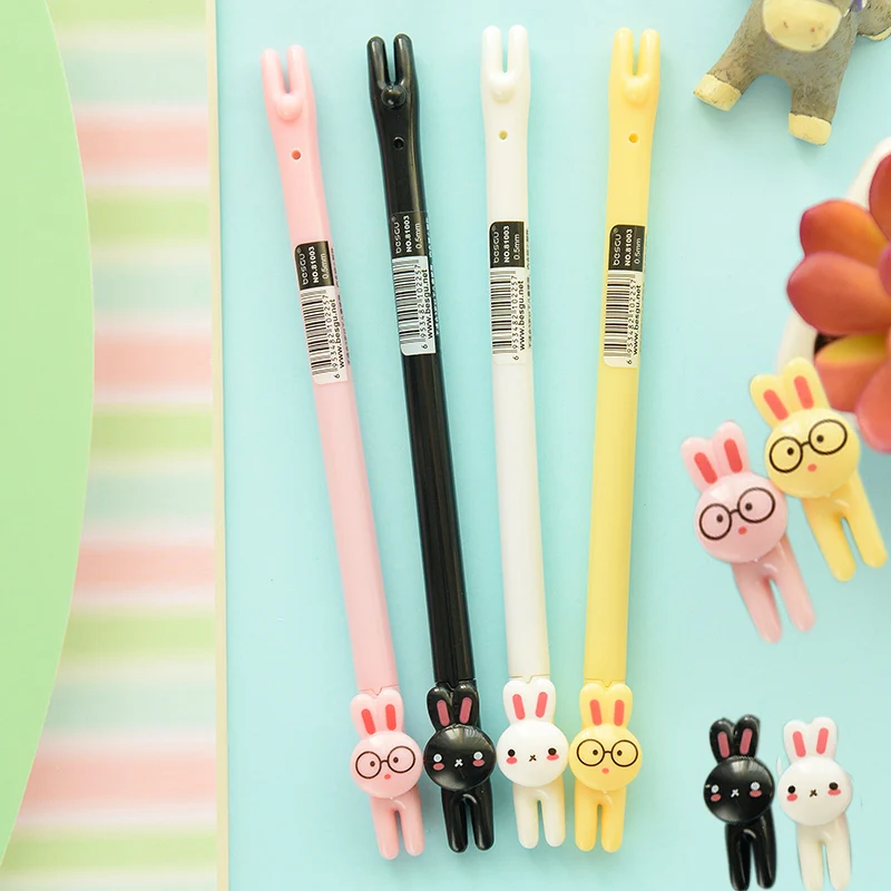 48 шт./партия гелевая ручка с милым Кроликом черные цветные чернила 0 5 мм фирменные
