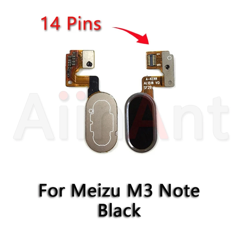 M3 Note Black Домашний ключ Aiinant, кнопка возврата отпечатков пальцев, сенсорный ID сенсор, гибкий ленточный кабель для Meizu M3 Note M3s, запчасти для мобильных телефонов - Цвет: M3 Note Black