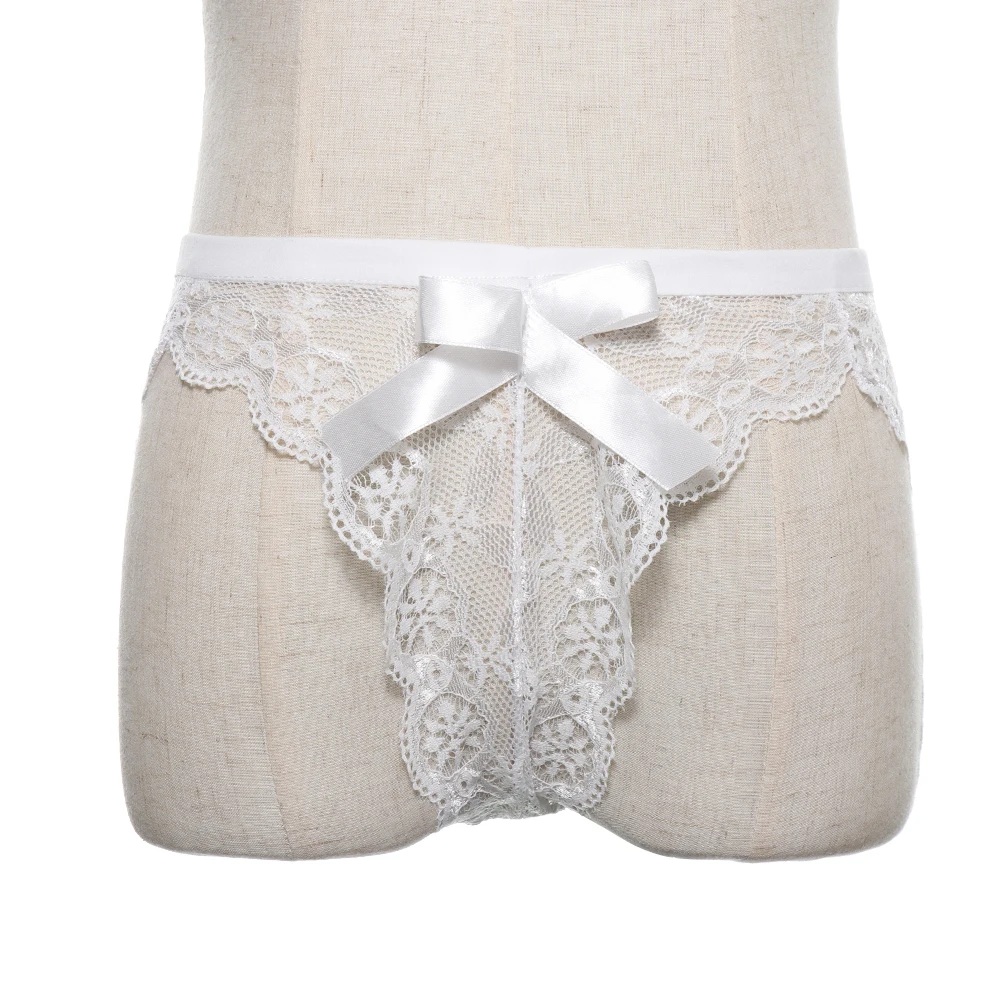 1PC Sexy Lace Erotic Panties Lingerie for Women Soft Lace G-string Briefs Ladies Sexy Push Up T-back Thong Bowknot Underwear