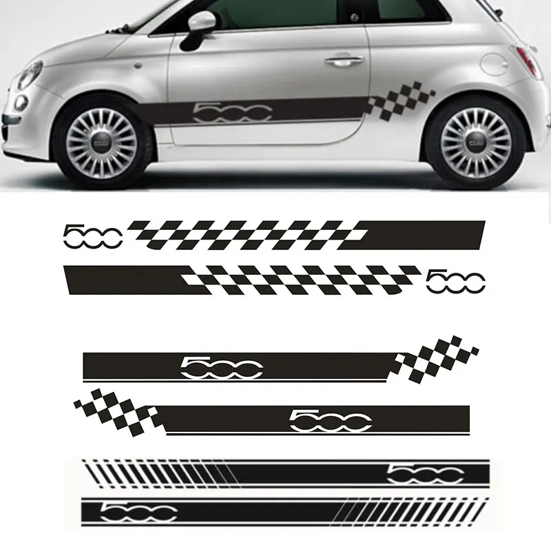 Автомобильные наклейки для FIAT 500 боковые полосы Abarth гоночные графические