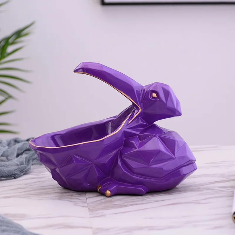purple bird Творческий Nordics Lucky Dog Геометрическая скульптура животного орнамент стол Конфета блюдо ключ хранения предметов украшения дома аксессуары - Цвет: purple bird