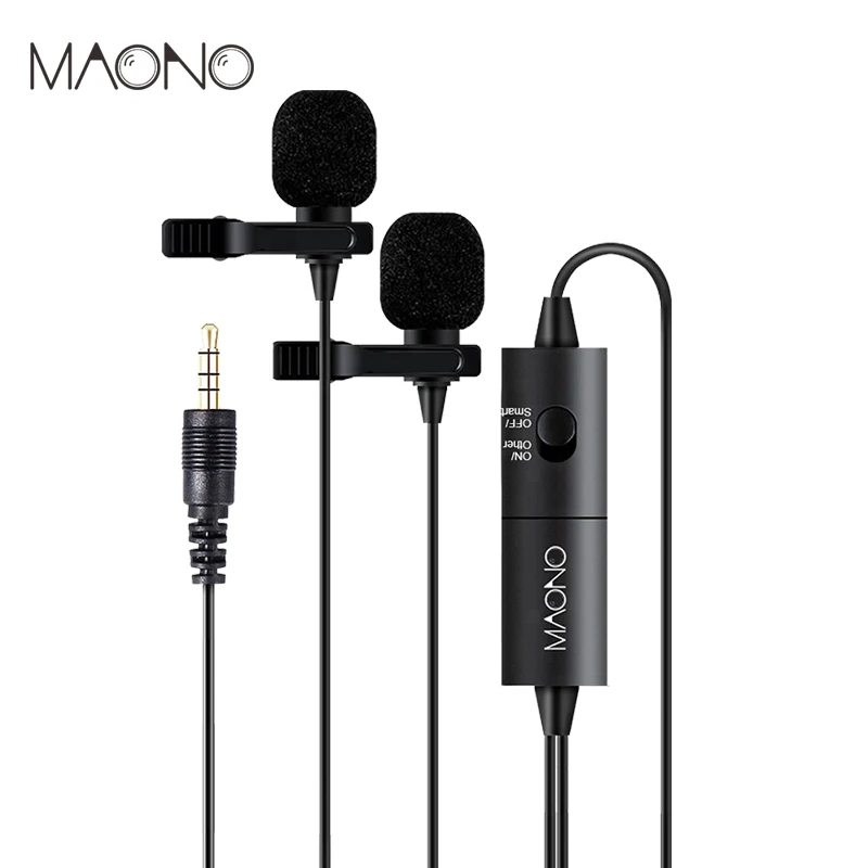 

MAONO AU-200 Lavalier Microphone Audio Video Phone Lapel Microphone Condenser Mic Recorder for iPhone X Canon Nikon DSLR Camera