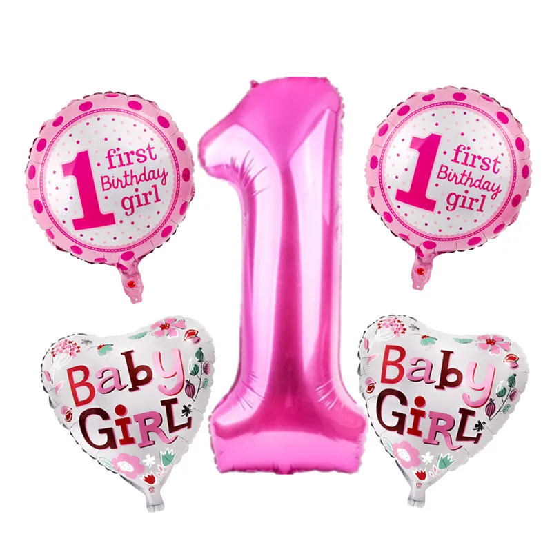5pcs 1st pink KAMMIZAD ребенок 1-й набор воздушных шаров на день рождения розовый и голубой номер фольги шар диких один день рождения украшения Детские воздушные шары вечерние принадлежности - Цвет: 5pcs 1st pink
