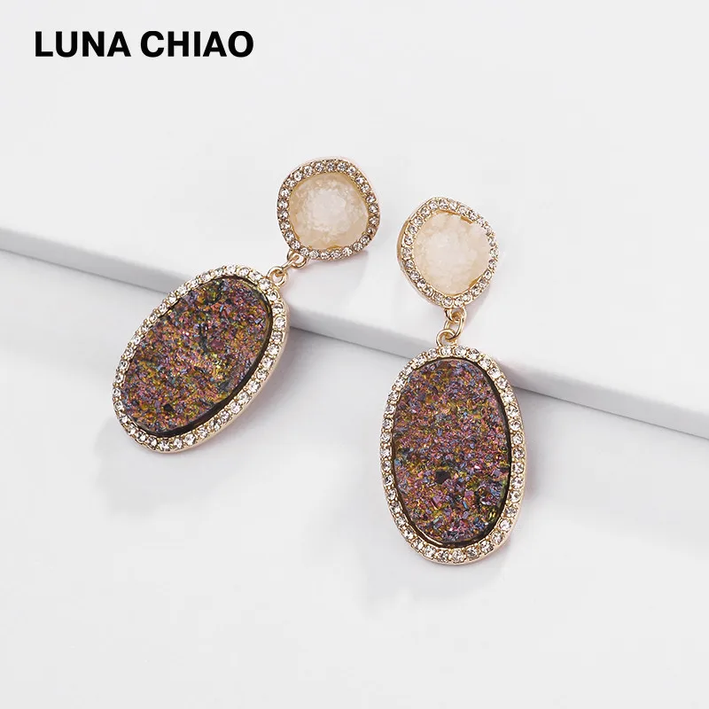 Серьги подвески LUNA CHIAO женские овальные Висячие Ювелирные украшения с