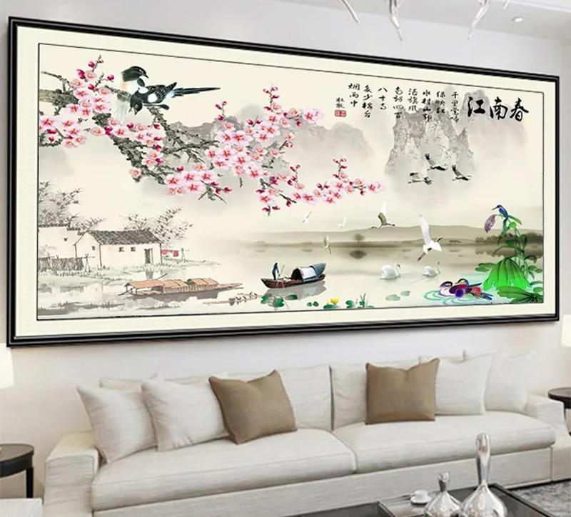 DIY Jiangnan Весенняя Алмазная вышивка 5D круглый алмаз полностью Стразы алмазная