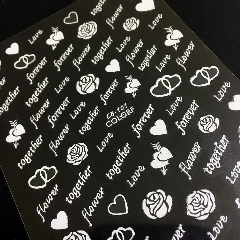 

Newest CB sereis CB-101 flower Heart letter 3d nail art sticker nail decal stamping export japan