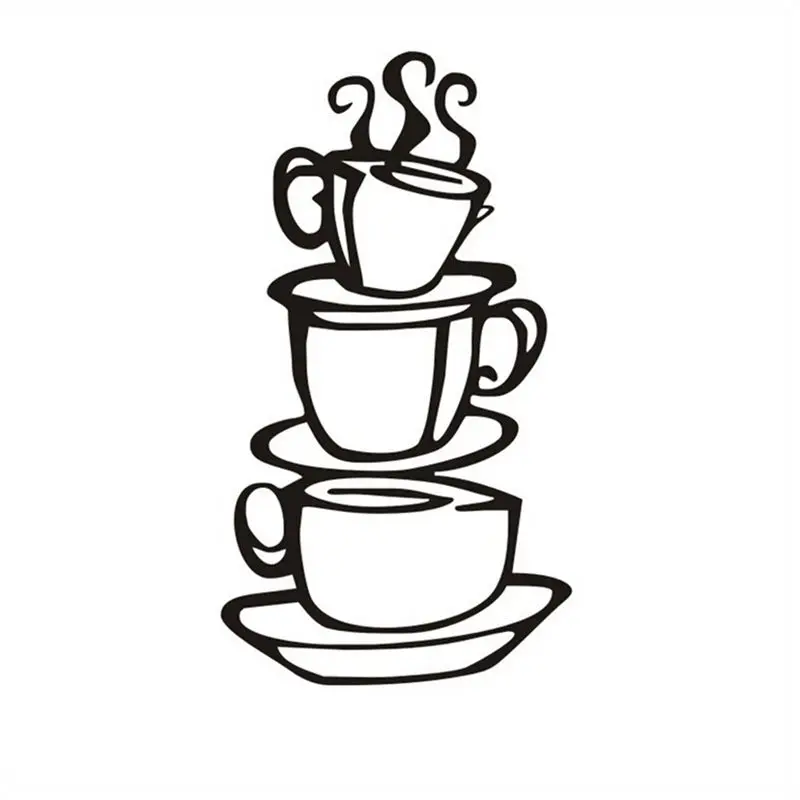 Три стикера красивый дизайн чайные чашки украшение для комнаты виниловые