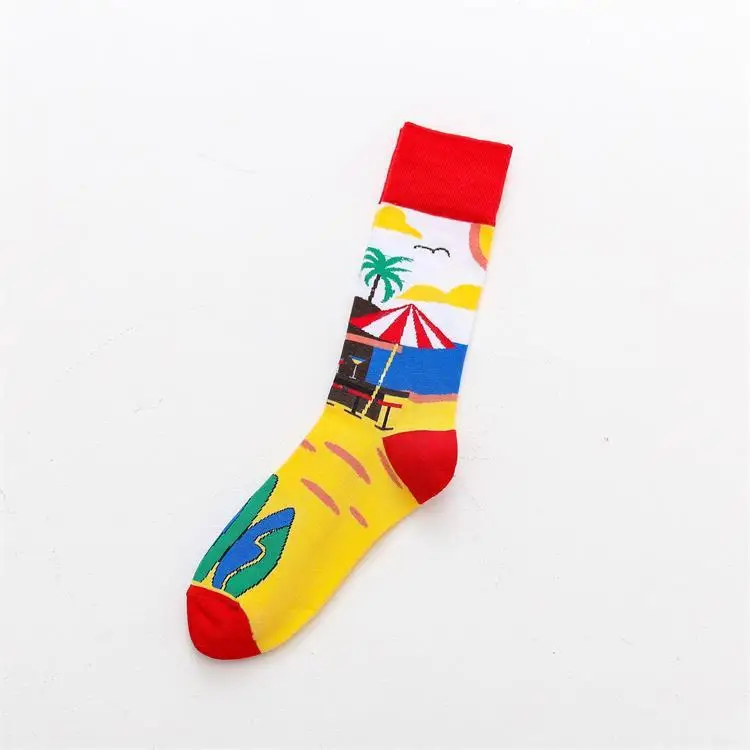 Sunny Beach peonfly новизны включен бич винограда моды поместье фрукты мультфильм схеме женщин красочные смешно хип- хоп случайные хлопковые короткие милые смешные носки модные женские хлопок носочки корейская мода мило стиль - Цвет: Sunny Beach