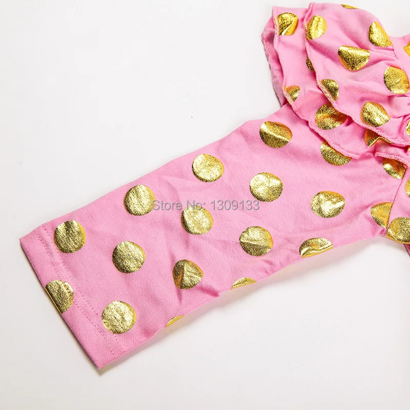 New Style Pompon Gold Polka Dot Baby Girls Bubble Rompers Outfit with headband | Детская одежда и обувь