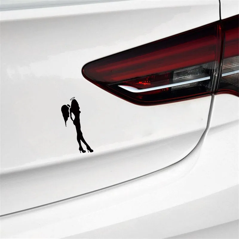 

YJZT 4.9*13.1CM Angel Peaceful Girl Fashion Design Black/Silver Vinyl Decals Covering The Body Good Quality C20-0307