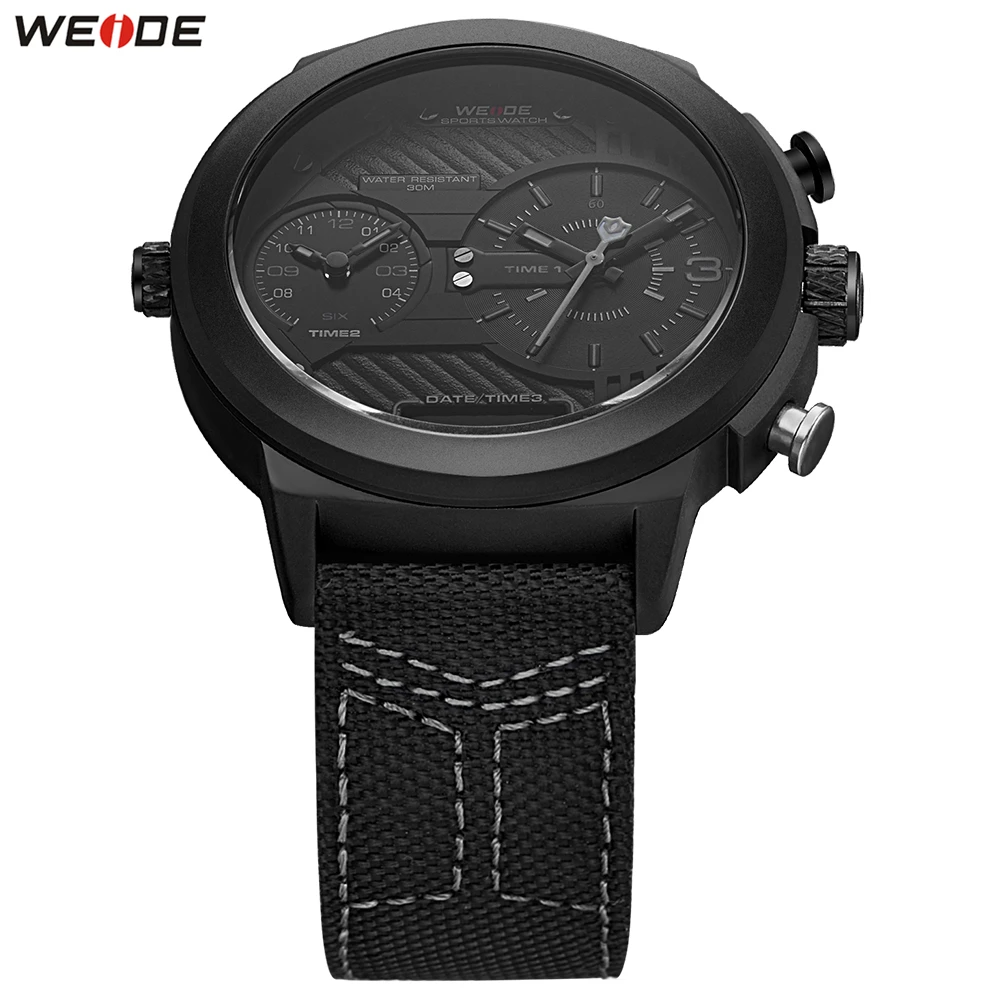 Мужские кварцевые часы Weide с нейлоновым ремешком водонепроницаемые спортивные