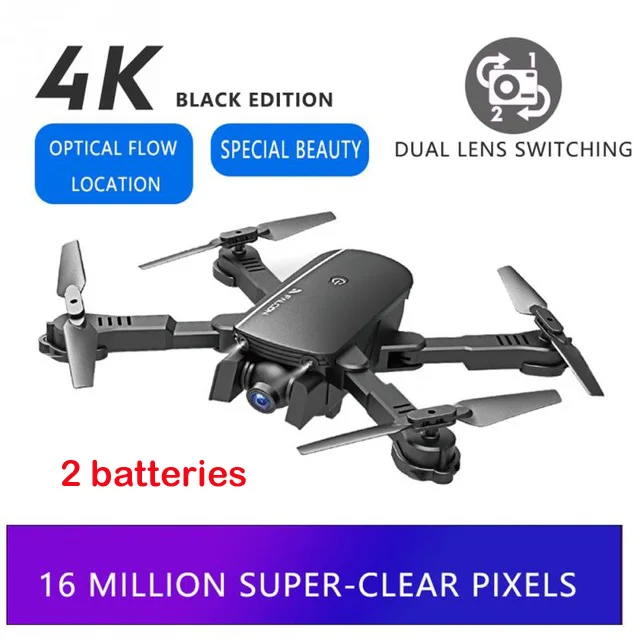 4K B 2 battery Все новые wifi FPV Дрон с 4K широкоугольная двойная камера оптический поток режим удержания высоты складной RC Дрон селфи Квадрокоптер - Цвет: 4K B 2 battery