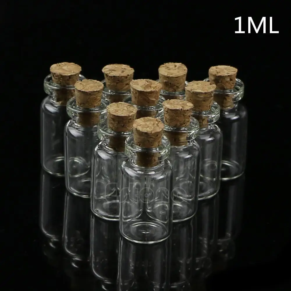 Лидер продаж 10 шт. 0,5/1/2/20 мл Прозрачный Стекло бутылка с корковой пробкой ремесла JUN23 - Цвет: 1ML