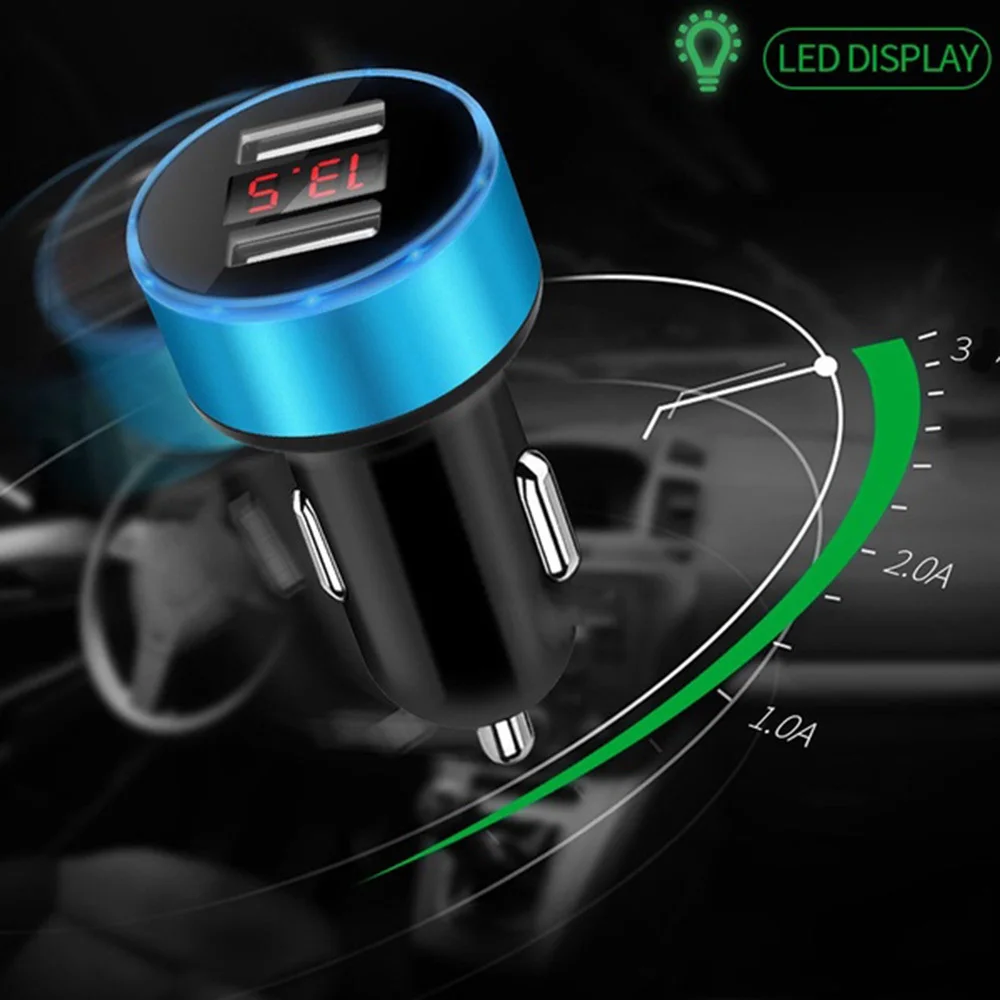3.1A двойной USB Автомобильное зарядное устройство со светодиодным дисплеем