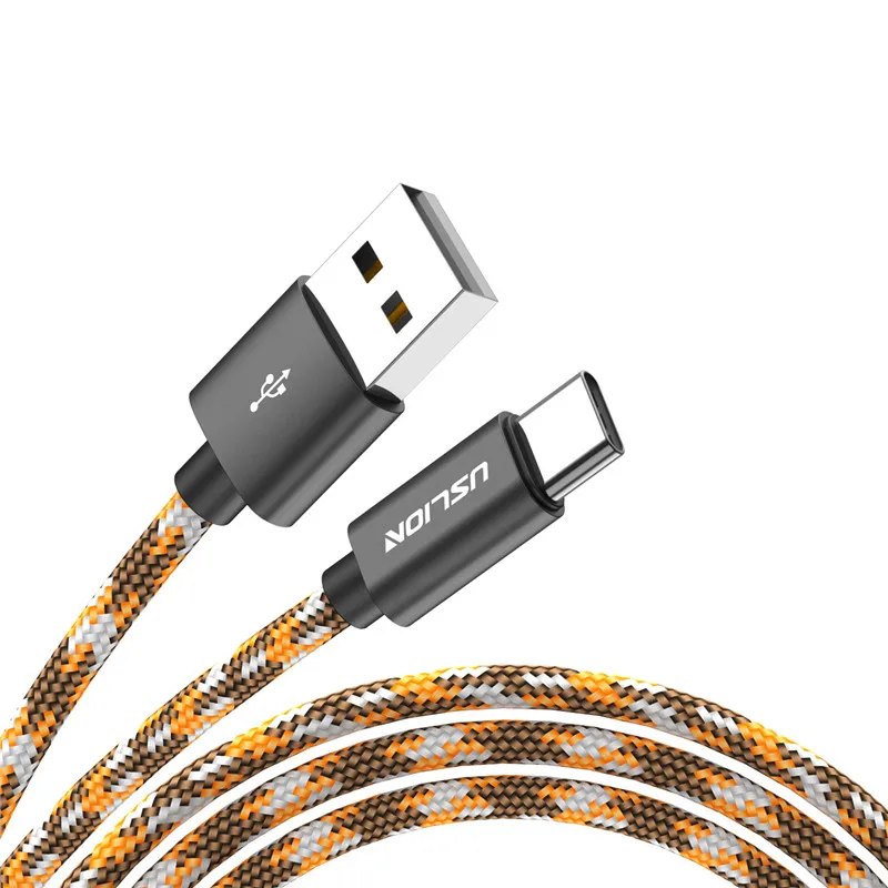USLION usb type C кабель для быстрой зарядки usb c кабель для передачи данных зарядное устройство usb-c для samsung S8 S9 S10 Note 8 xiaomi mi 9 mi 9 huawei P30 P20 - Цвет: Оранжевый
