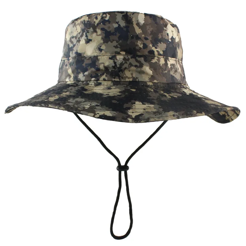 Khaki Camo Мужская и женская панама, водонепроницаемая камуфляжная кепка, складная Кепка-ведро, уличная Кепка для пеших прогулок, рыбалки, сафари, УФ-защита, Солнцезащитная шляпа - Цвет: Khaki Camo