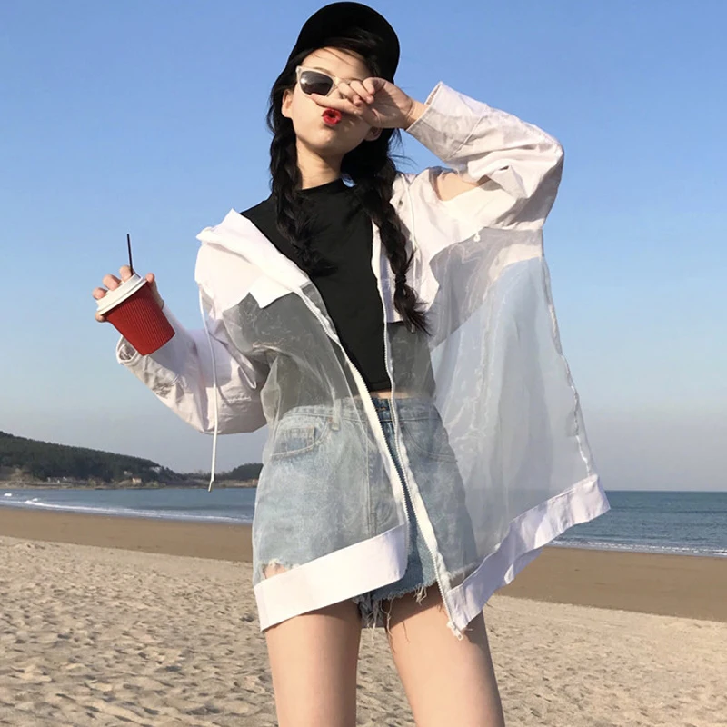 Женская летняя одежда ulzzang модная Корейская хипстерская куртка из сетчатой ткани
