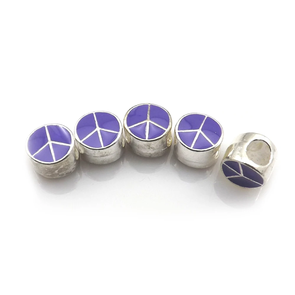 Fashion peace symbol enamel alloy alphabet charm beads fit Pan style bracelet 200pcs/lot wholesale findings free ship | Украшения и